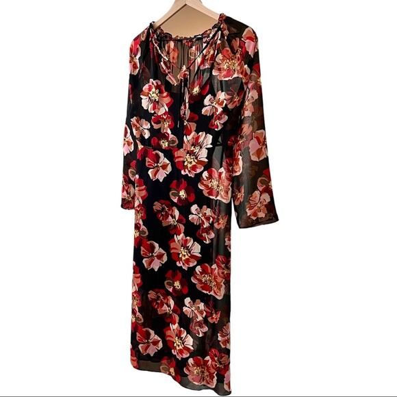 MADEWELL Bohemian Black & Red Floral Rose Summer Dress – Medium - Picture 9 of 15